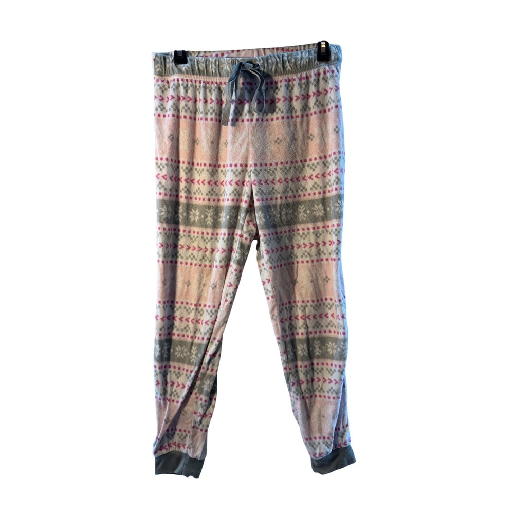 Secret Treasures Sleepwear Women Pajama Pants M Pink Gray Snowflake Soft Fleece‎